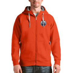 NHL Edmonton Oilers Antigua Logo Victory Full-Zip Hoodie - Orange