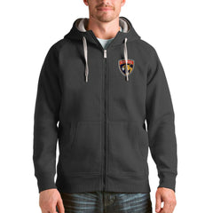NHL Florida Panthers Antigua Logo Victory Full-Zip Hoodie - Charcoal