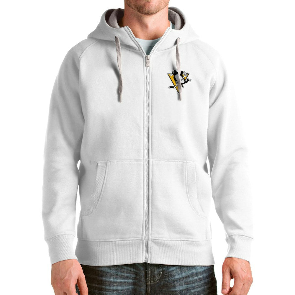 NHL Pittsburgh Penguins Antigua Logo Victory Full-Zip Hoodie - White