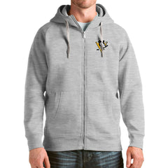 NHL Pittsburgh Penguins Antigua Logo Victory Full-Zip Hoodie - Heathered Gray