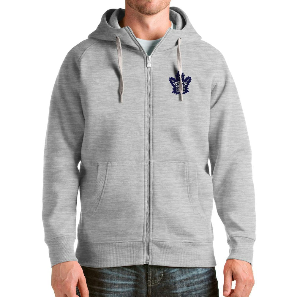 NHL Toronto Maple Leafs Antigua Logo Victory Full-Zip Hoodie - Heathered Gray