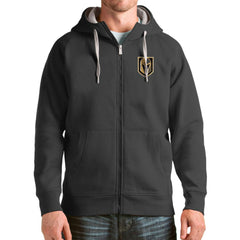 NHL Vegas Golden Knights Antigua Logo Victory Full-Zip Hoodie - Charcoal