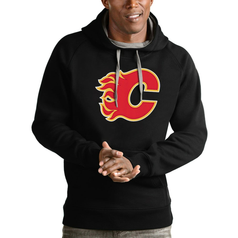 NHL Calgary Flames Antigua Logo Victory Pullover Hoodie - Black