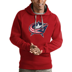 NHL Columbus Blue Jackets Antigua Logo Victory Pullover Hoodie - Red