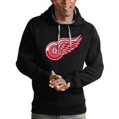 NHL Detroit Red Wings Antigua Logo Victory Pullover Hoodie - Black