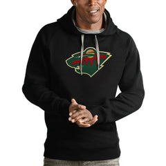NHL Minnesota Wild Antigua Logo Victory Pullover Hoodie - Black