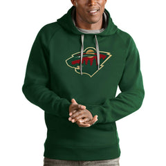 NHL Minnesota Wild Antigua Logo Victory Pullover Hoodie - Hunter Green