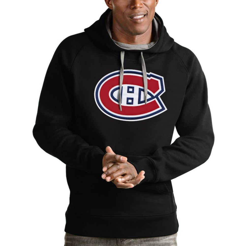 NHL Montreal Canadiens Antigua Logo Victory Pullover Hoodie - Black