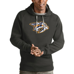 NHL Nashville Predators Antigua Logo Victory Pullover Hoodie - Charcoal