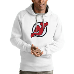NHL New Jersey Devils Antigua Logo Victory Pullover Hoodie - White