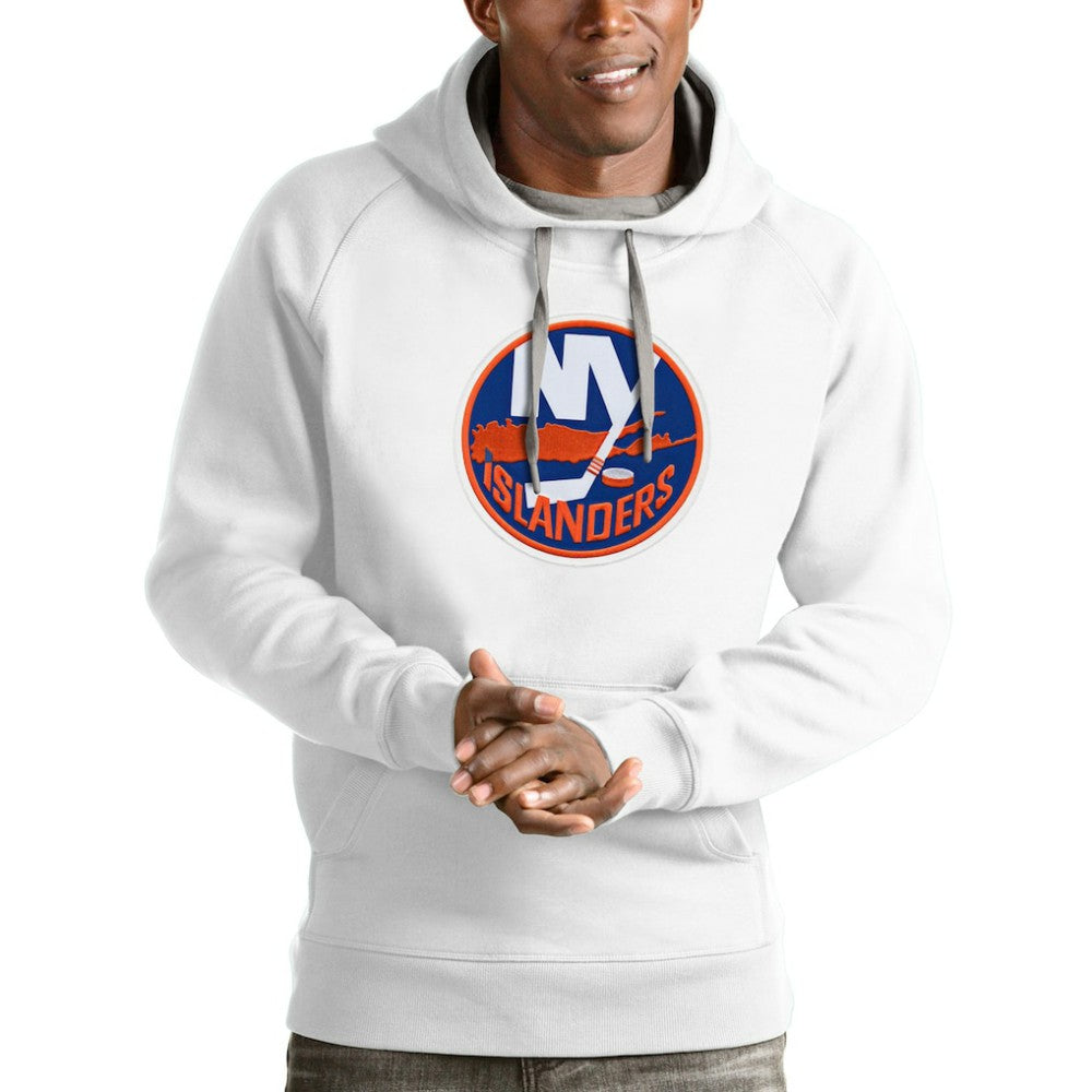 NHL New York Islanders Antigua Logo Victory Pullover Hoodie - White