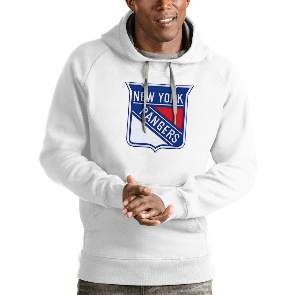 NHL New York Rangers Antigua Logo Victory Pullover Hoodie - White