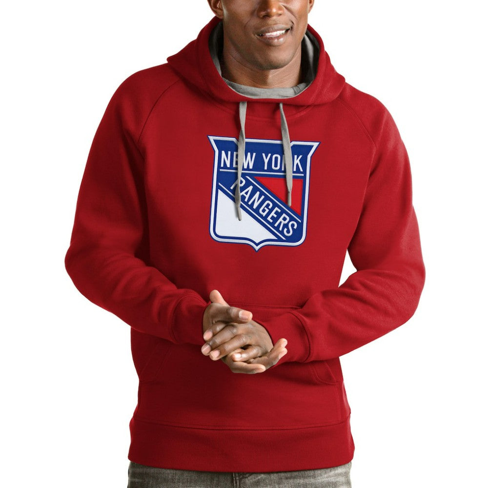 NHL New York Rangers Antigua Logo Victory Pullover Hoodie - Red