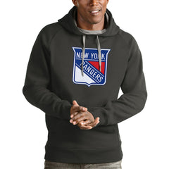 NHL New York Rangers Antigua Logo Victory Pullover Hoodie - Charcoal