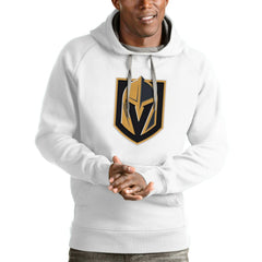 NHL Vegas Golden Knights Antigua Logo Victory Pullover Hoodie - White
