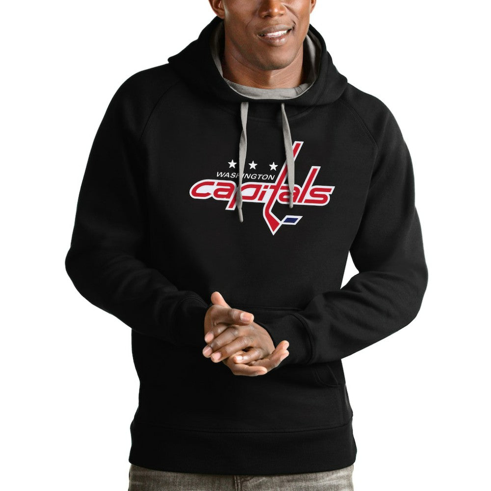 NHL Washington Capitals Antigua Logo Victory Pullover Hoodie - Black