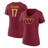 Terry McLaurin Washington Commanders Women's Player Icon Name & Number V-Neck T-Shirt Burgundy