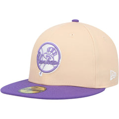 New York Yankees New Era Subway Series Side Patch 59FIFTY Fitted Hat - Peach/Purple Hats