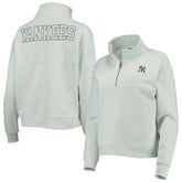 New York Yankees The Wild Collective Women's Two-Hit Quarter-Zip Pullover Top - Light Blue Pullover