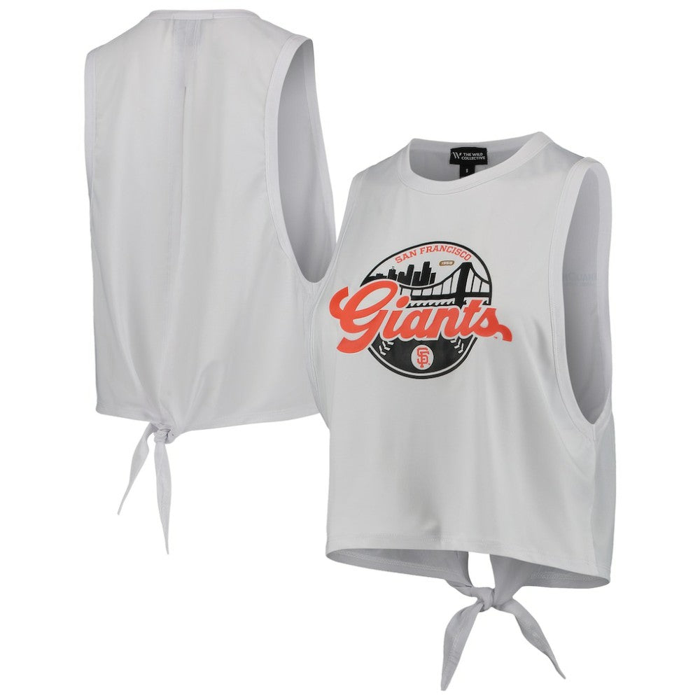 San Francisco Giants The Wild Collective Women's Open Back Twist-Tie Tank Top - White Tanks