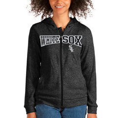 Chicago White Sox Antigua Women's Wordmark Absolute Full-Zip Hoodie - Heathered Black Hoodies