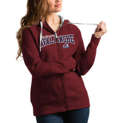 NHL Colorado Avalanche Antigua Women's Wordmark Victory Full-Zip Hoodie - Burgundy