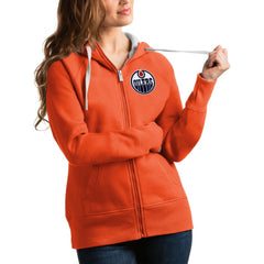 NHL Edmonton Oilers Antigua Women's Victory Full-Zip Hoodie - Orange