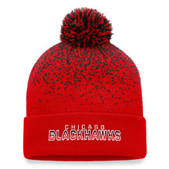 NHL Chicago Blackhawks Fanatics Iconic Gradient Cuffed Knit Hat with Pom - Red