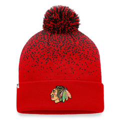 NHL Chicago Blackhawks Fanatics Iconic Gradient Cuffed Knit Hat with Pom - Red