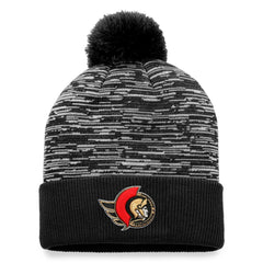 NHL Ottawa Senators Fanatics Defender Cuffed Knit Hat with Pom - Black
