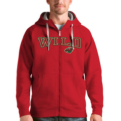 NHL Minnesota Wild Antigua Wordmark Victory Full-Zip Hoodie - Red