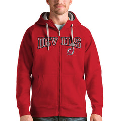 NHL New Jersey Devils Antigua Wordmark Victory Full-Zip Hoodie - Red