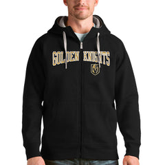 NHL Vegas Golden Knights Antigua Wordmark Victory Full-Zip Hoodie - Black