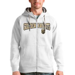 NHL Vegas Golden Knights Antigua Wordmark Victory Full-Zip Hoodie - White