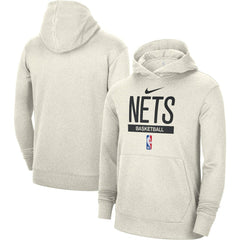 Brooklyn Nets 2022/23 Spotlight On-Court Practice Performance Pullover Hoodie Cream