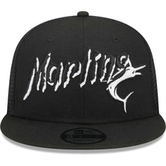 Miami Marlins New Era Street Trucker 9FIFTY Snapback Hat - Black Hats