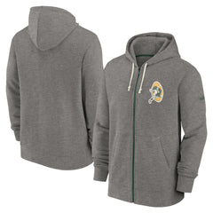 Green Bay Packers Historic Lifestyle Full-Zip Hoodie Heather Charcoal