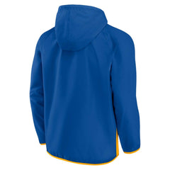 NHL St. Louis Blues Fanatics Backhand Shooter Defender Anorak Raglan Hoodie Quarter-Zip Jacket - Blue/Gold
