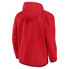 NHL Washington Capitals Fanatics Backhand Shooter Defender Anorak Raglan Hoodie Quarter-Zip Jacket - Red/Navy