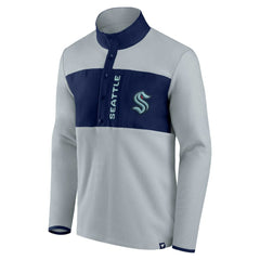 NHL Seattle Kraken Fanatics Hockey Polar Fleece Quarter-Snap Jacket - Gray/Navy