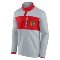 NHL Chicago Blackhawks Fanatics Hockey Polar Fleece Quarter-Snap Jacket - Gray/Red