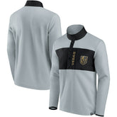 NHL Vegas Golden Knights Fanatics Hockey Polar Fleece Quarter-Snap Jacket - Gray/Black