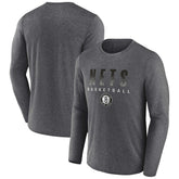 Brooklyn Nets Where Legends Play Iconic Practice Long Sleeve T-Shirt Heathered Charcoal
