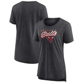 Chicago Bulls Women's True Classics Tri-Blend T-Shirt Heathered Charcoal