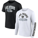 Las Vegas Raiders Long and Short Sleeve Two-Pack T-Shirt Black/White