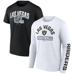 Las Vegas Raiders Long and Short Sleeve Two-Pack T-Shirt Black/White