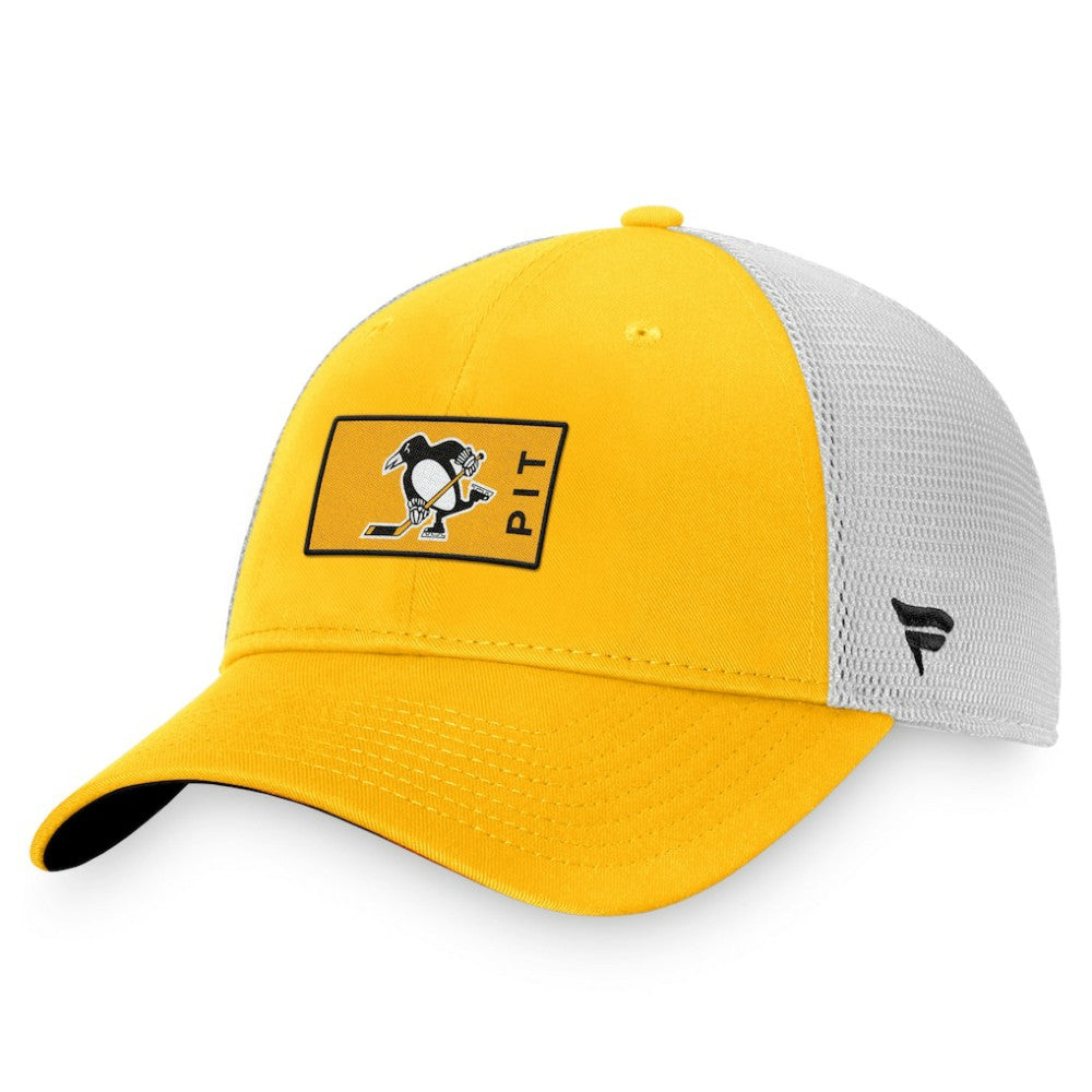 NHL Pittsburgh Penguins Fanatics Authentic Pro Trucker Snapback Hat - Gold/White