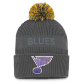 NHL St. Louis Blues Fanatics Authentic Pro Home Ice Cuffed Knit Hat with Pom - Charcoal