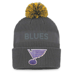 NHL St. Louis Blues Fanatics Authentic Pro Home Ice Cuffed Knit Hat with Pom - Charcoal