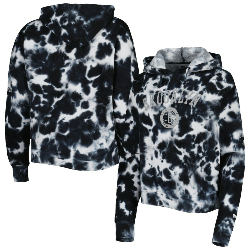 Brooklyn Nets Women's Brushed Cotton Tie-Dye Pullover Hoodie Black